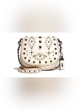 COACH 1941 Chalk Glovetanned Leather Western Rivet 17 Saddle Bag SD-20115